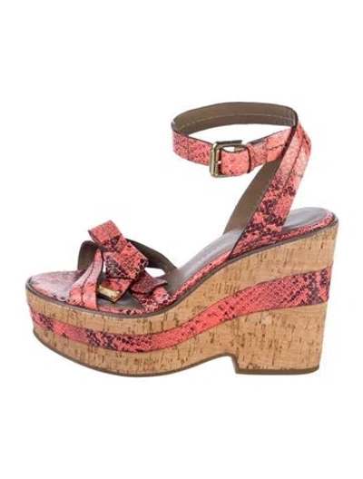 Pre-owned Marc By Marc Jacobs Embossed Leather Floral Print Espadrilles In Red