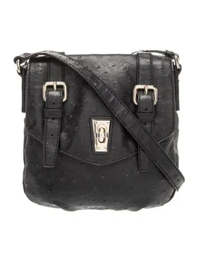 Pre-owned Marc By Marc Jacobs Embossed Leather Messenger Bag In Black
