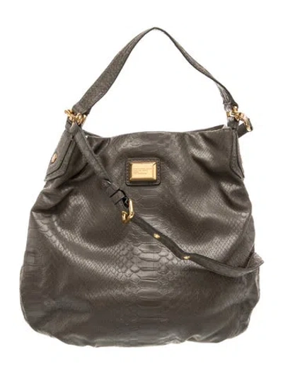 Pre-owned Marc By Marc Jacobs Embossed Leather Top Handle Bag In Gray