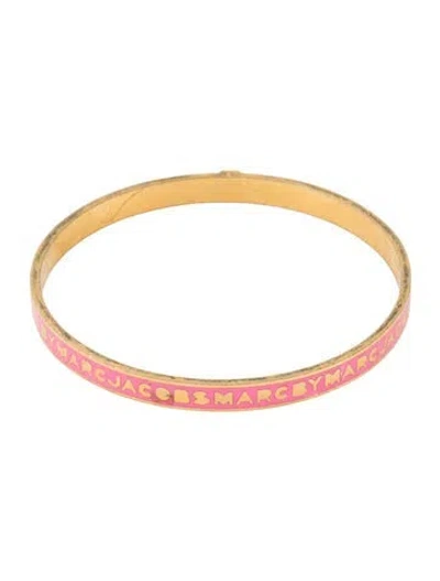 Pre-owned Marc By Marc Jacobs Enamel Bangle Bracelet, 7.75" In Pink