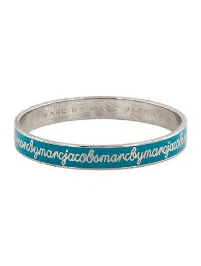 Pre-owned Marc By Marc Jacobs Enamel Bangle Bracelet, 8" In Blue