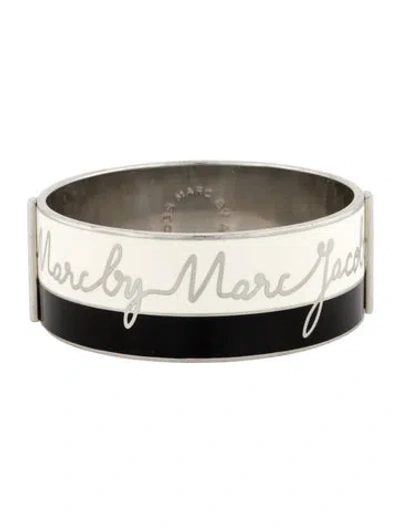 Pre-owned Marc By Marc Jacobs Enamel Logo Bangle Bracelet, 8" In Multi