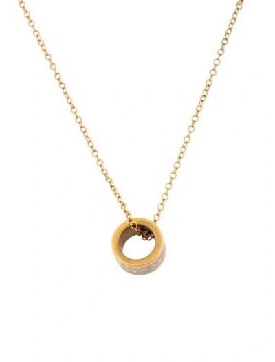 Pre-owned Marc By Marc Jacobs Enamel Logo Ring Pendant Necklace, 18" In Neutrals