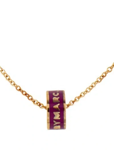 Pre-owned Marc By Marc Jacobs Enamel Ring Pendant Necklace, 18" In Purple
