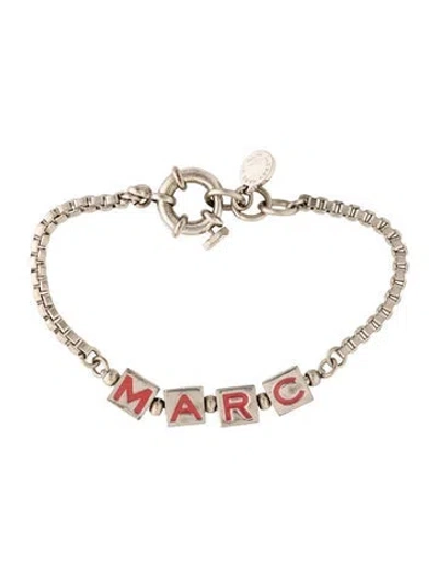 Pre-owned Marc By Marc Jacobs Enamel Square Charm Bracelet, 8.25" In Multicolor
