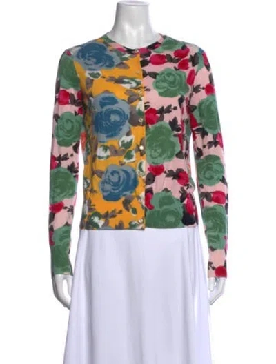 Pre-owned Marc By Marc Jacobs Floral Print Crew Neck Sweater In Green