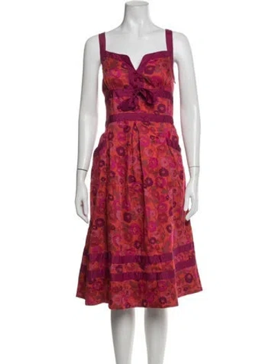 Pre-owned Marc By Marc Jacobs Floral Print Knee-length Dress In Pink/red