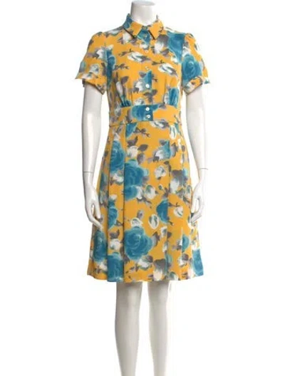 Pre-owned Marc By Marc Jacobs Floral Print Knee-length Dress In Yellow