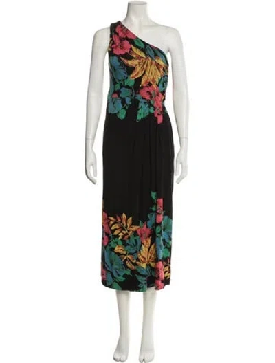 Pre-owned Marc By Marc Jacobs Floral Print Long Dress In Black