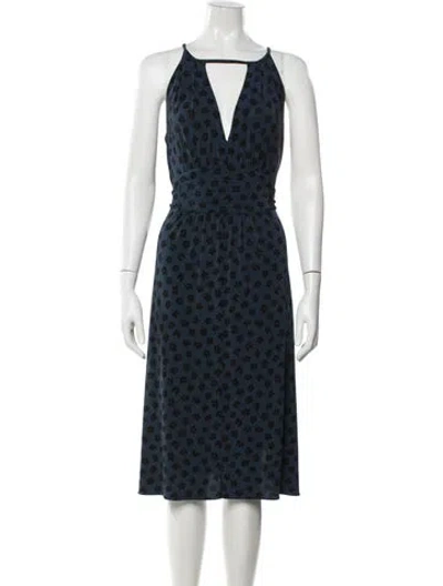 Pre-owned Marc By Marc Jacobs Floral Print Midi Length Dress In Blue