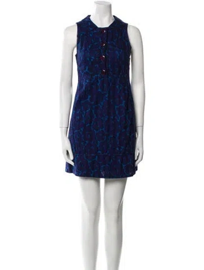 Pre-owned Marc By Marc Jacobs Floral Print Mini Dress In Blue