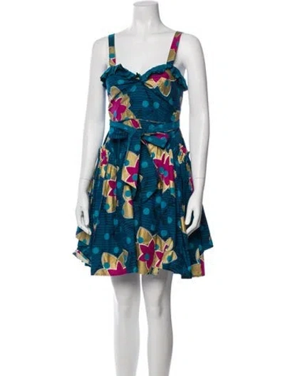 Pre-owned Marc By Marc Jacobs Floral Print Mini Dress In Blue