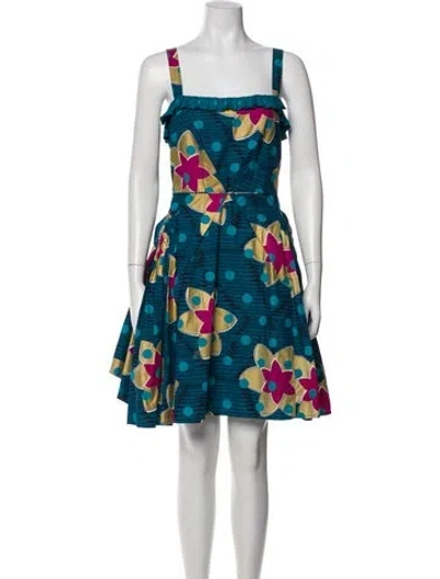 Pre-owned Marc By Marc Jacobs Floral Print Mini Dress In Blue