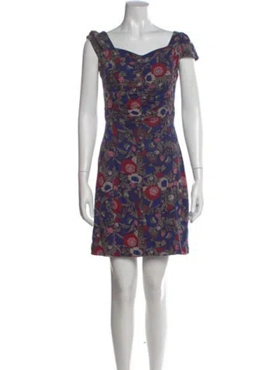 Pre-owned Marc By Marc Jacobs Floral Print Mini Dress In Blue