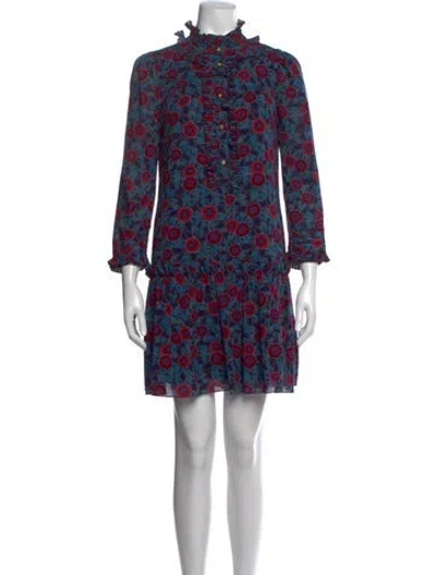 Pre-owned Marc By Marc Jacobs Floral Print Mini Dress In Blue