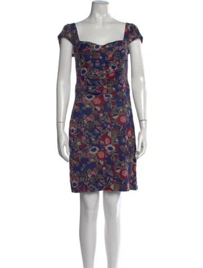 Pre-owned Marc By Marc Jacobs Floral Print Mini Dress In Blue