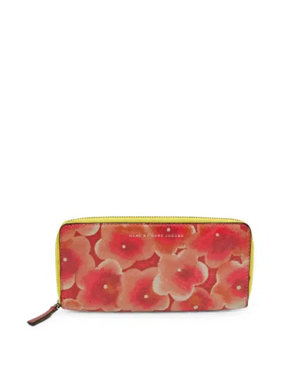 Pre-owned Marc By Marc Jacobs Floral-print Continental Wallet In Red