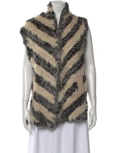 Pre-owned Marc By Marc Jacobs Fur Striped Sweater In Neutral