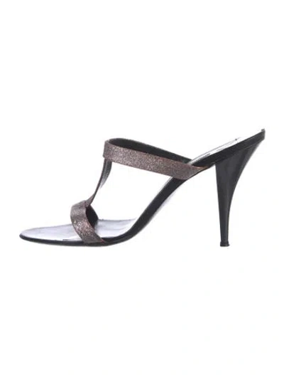 Pre-owned Marc By Marc Jacobs Glitter Glitter Accents T-strap Sandals In Black