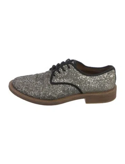 Pre-owned Marc By Marc Jacobs Glitter Patterned Oxfords In Silver