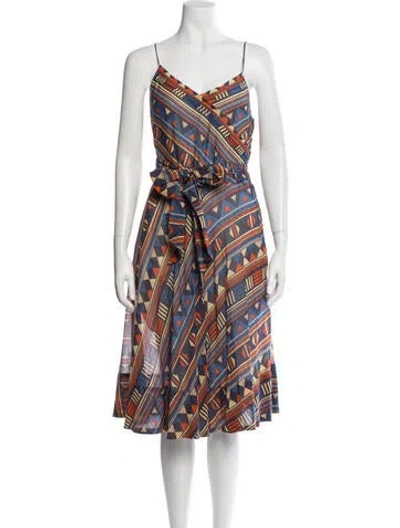 Pre-owned Marc By Marc Jacobs Graphic Print Midi Length Dress In Blue