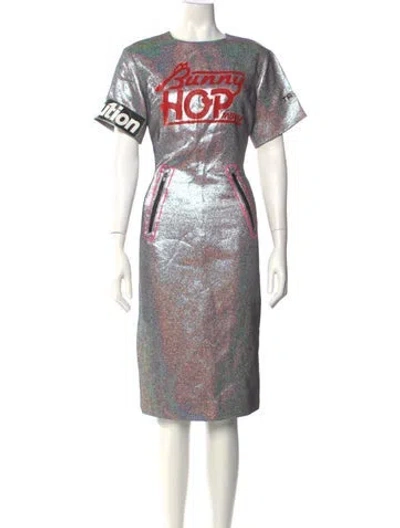 Pre-owned Marc By Marc Jacobs Graphic Print Midi Length Dress In Silver