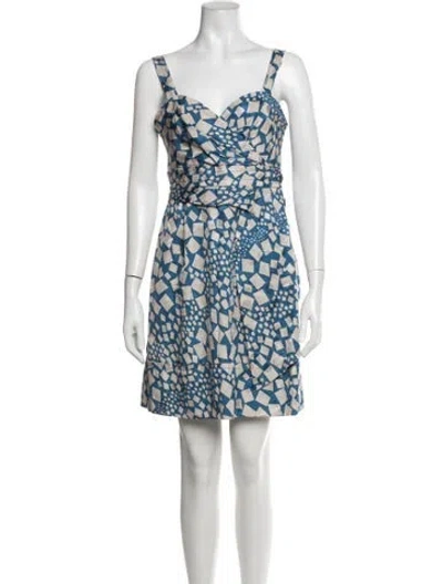 Pre-owned Marc By Marc Jacobs Graphic Print Mini Dress In Blue/grey