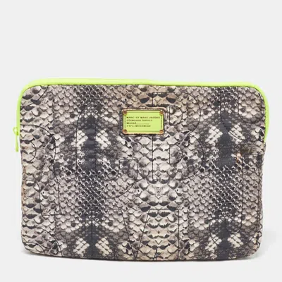 Pre-owned Marc By Marc Jacobs Grey Nylon Snakeskin Printed Laptop Case