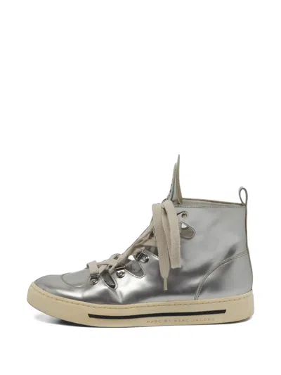 Pre-owned Marc By Marc Jacobs High-top Sneakers In Silver
