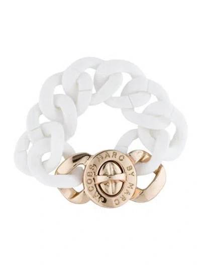 Pre-owned Marc By Marc Jacobs Katie Turnlock Link Bracelet, 6.75" In White