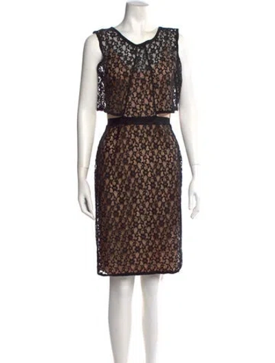 Pre-owned Marc By Marc Jacobs Lace Pattern Knee-length Dress In Black