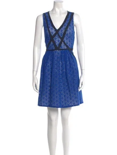 Pre-owned Marc By Marc Jacobs Lace Pattern Mini Dress In Blue