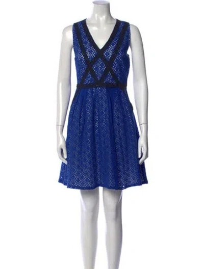 Pre-owned Marc By Marc Jacobs Lace Pattern Mini Dress In Blue