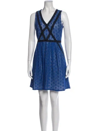 Pre-owned Marc By Marc Jacobs Lace Pattern Mini Dress In Blue/neutrals