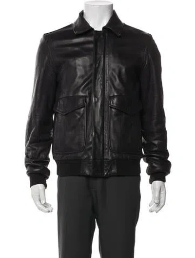 Pre-owned Marc By Marc Jacobs Lamb Leather Bomber Jacket In Black
