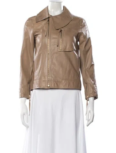 Pre-owned Marc By Marc Jacobs Lambskin Biker Jacket In Brown