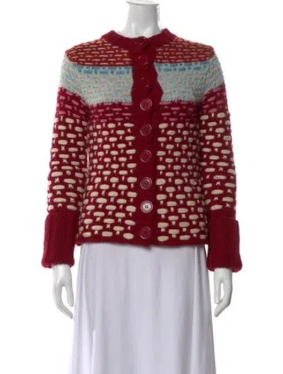 Pre-owned Marc By Marc Jacobs Lambswool Patterned Sweater In Red