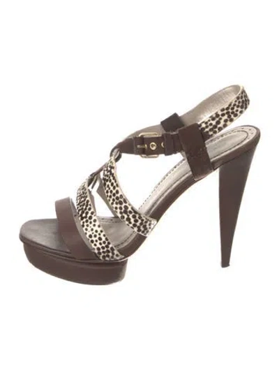 Pre-owned Marc By Marc Jacobs Leather Animal Print Slingback Sandals In Brown