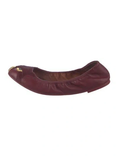 Pre-owned Marc By Marc Jacobs Leather Ballet Flats In Burgundy