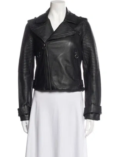Pre-owned Marc By Marc Jacobs Leather Biker Jacket In Blue