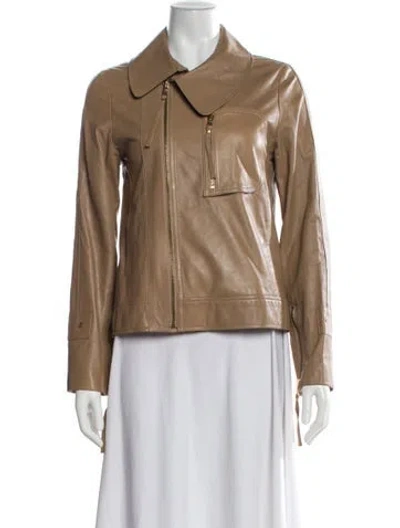 Pre-owned Marc By Marc Jacobs Leather Biker Jacket In Neutral