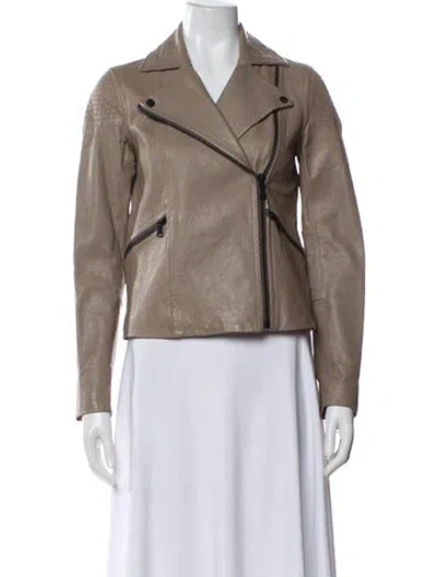 Pre-owned Marc By Marc Jacobs Leather Biker Jacket In Neutral