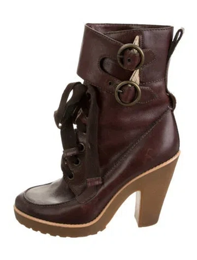Pre-owned Marc By Marc Jacobs Leather Boots In Burgundy