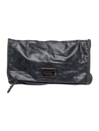 Pre-owned Marc By Marc Jacobs Leather Clutch In Grey
