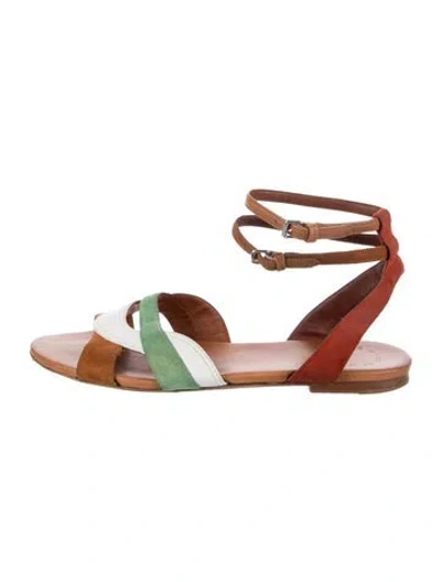 Pre-owned Marc By Marc Jacobs Leather Colorblock Pattern Gladiator Sandals In Brown