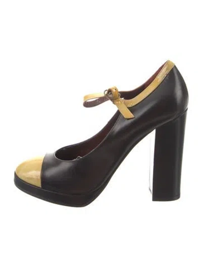 Pre-owned Marc By Marc Jacobs Leather Colorblock Pattern Pumps In Black