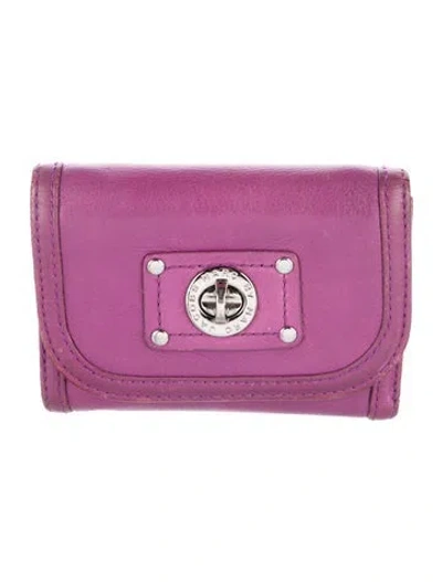 Pre-owned Marc By Marc Jacobs Leather Compact Wallet In Purple