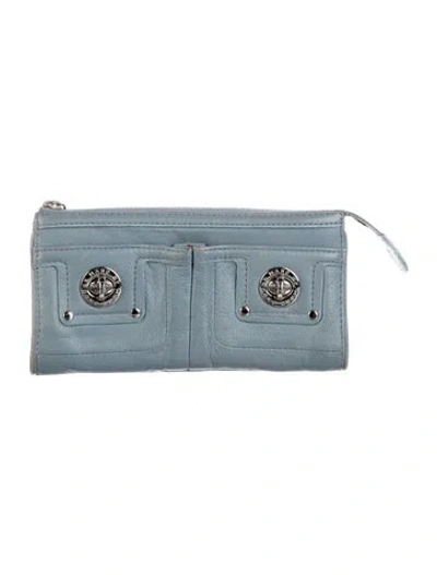 Pre-owned Marc By Marc Jacobs Leather Continental Wallet In Blue