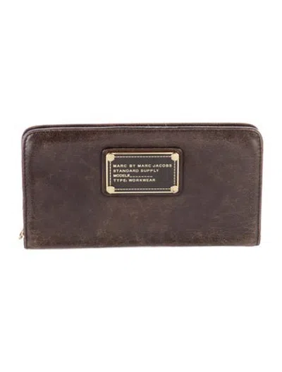 Pre-owned Marc By Marc Jacobs Leather Continental Wallet In Brown