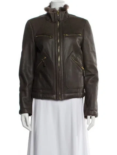 Pre-owned Marc By Marc Jacobs Leather Fur Jacket In Brown